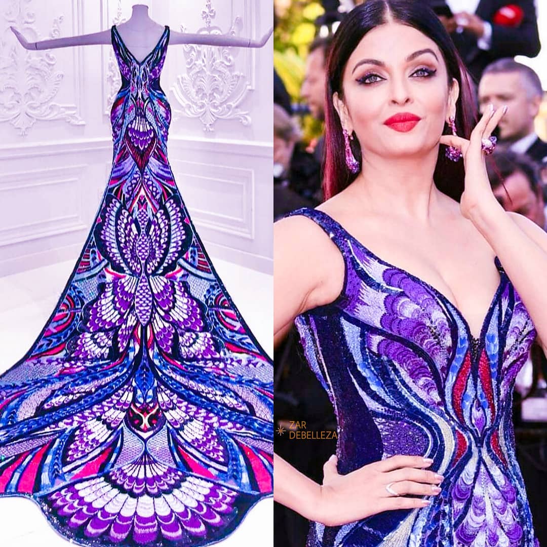 Жар-птица в Каннах 2018: Айшвария Рай появилась на красной дорожке в сказочном платье, на создание которого ушло 3 000 часов